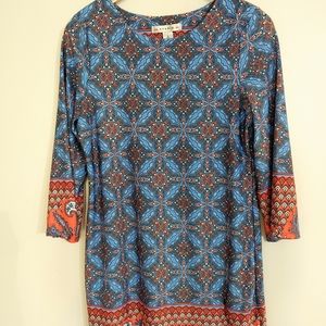 Sky blue and coral dress